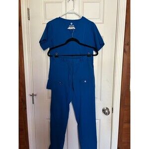 ADAR Women’s M Royal Blue V-Neck Scrub Top and Pant Set. Great Shape XS
